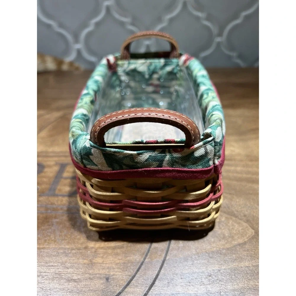 Longaberger Pet Treats Basket‎ With Floral Liner And Plastic Protector